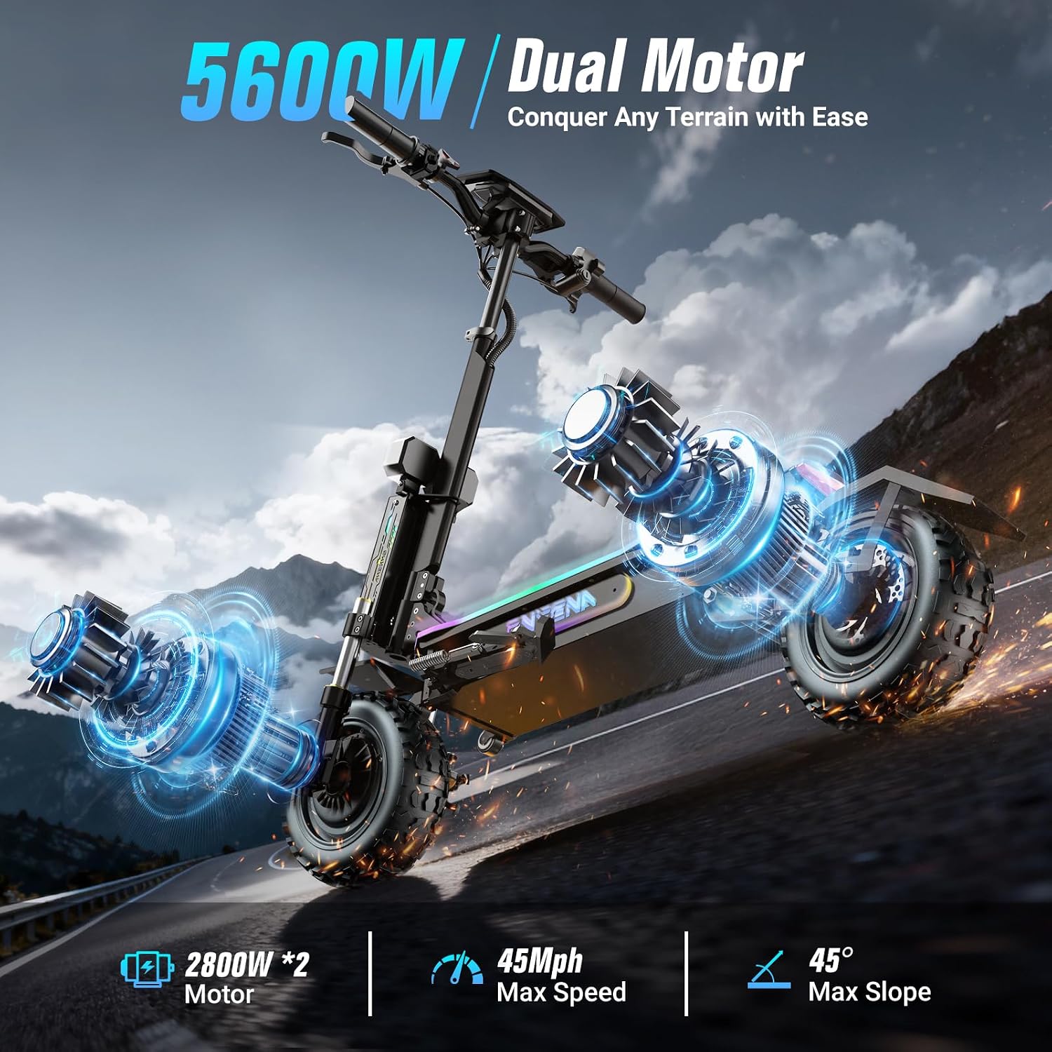 60V 5600W Dual Motor Electric Scooter - Elektroroller für Erwachsene – 5600W Doppelmotor,